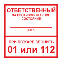 Знак безопасности "Ответственный за ПБ" ТОПБ-02